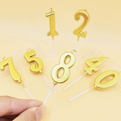 크리에이티브 골드 실버 다이아몬드 표면 디지털 촛불 생일 파티 케이크 장식