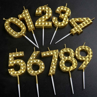 크리에이티브 골드 실버 다이아몬드 표면 디지털 촛불 생일 파티 케이크 장식