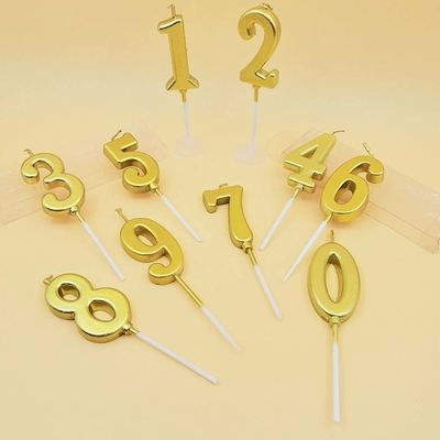 크리에이티브 골드 실버 다이아몬드 표면 디지털 촛불 생일 파티 케이크 장식