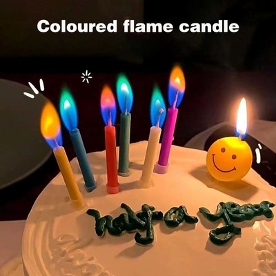 12 세 가지 색상 불꽃 생일 케이크 촛불 냄새가 없다 생일 축하를 위해 완벽