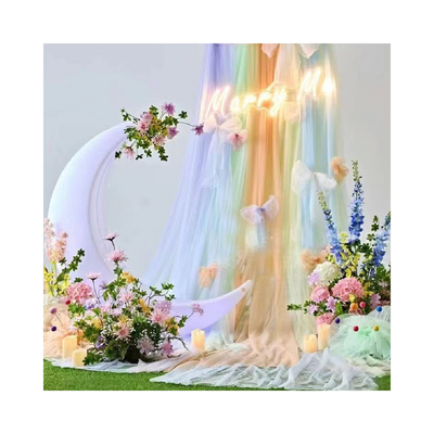 맞춤 폴리에스터 툴 팩브릭 부드러운 염색 순수한 색상 야외 결혼식 장식