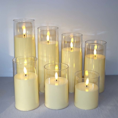생일 장식용 LED 아크릴 컵의 아버지 날 불꽃 없는 깜빡이는 촛불